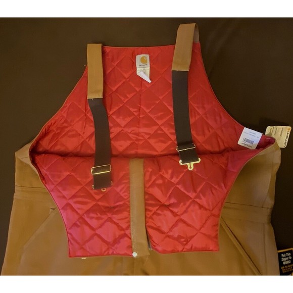 Carhartt Brown 48/32 Duck Bib Overall Double Knee Quilt Lined R38 NEW *Read - Picture 7 of 9